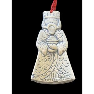Handmade Pottery Art Xmas Tree Ornament Wisemen Folk Art Nativity 70s 1976 VTG